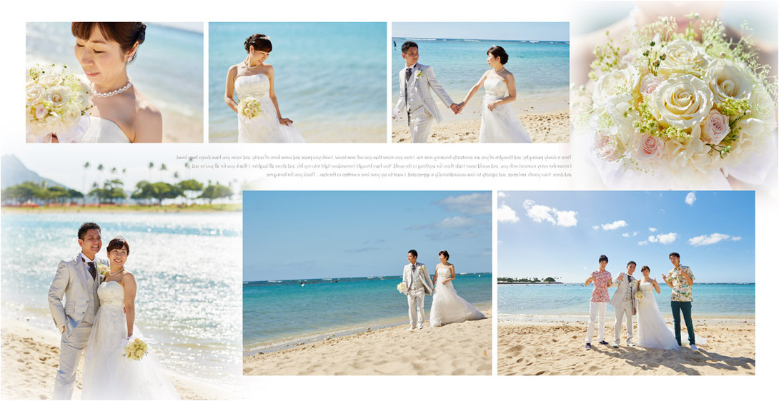 
ハワイならではのキラキラした空と海。3頁目：結婚式アルバム