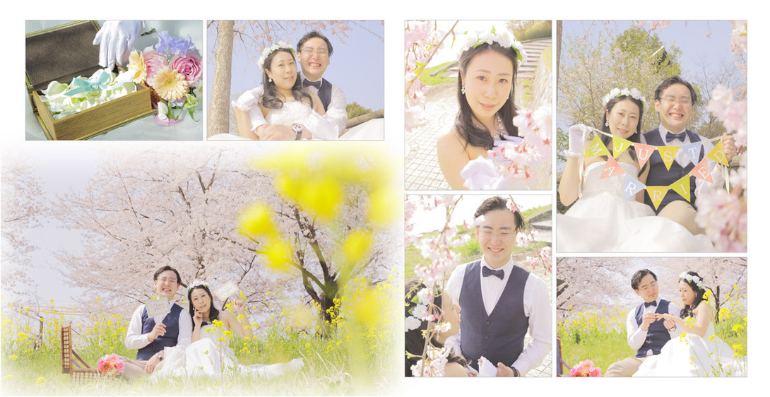挙式会場は茨城県つくば市のホテルグランド東雲。2頁目：結婚式アルバム