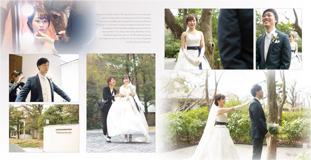 
場所はガーデンオリエンタル大阪。2頁目：結婚式アルバム