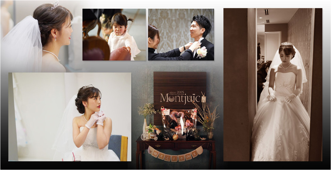 大阪府にあるモンジュイックにてパパママ婚を挙げられました。2頁目：結婚式アルバム