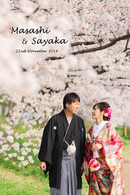 満開の桜がお二人を祝福しているような美しい表紙のこちら、和装のロケーション撮影のアルバムです