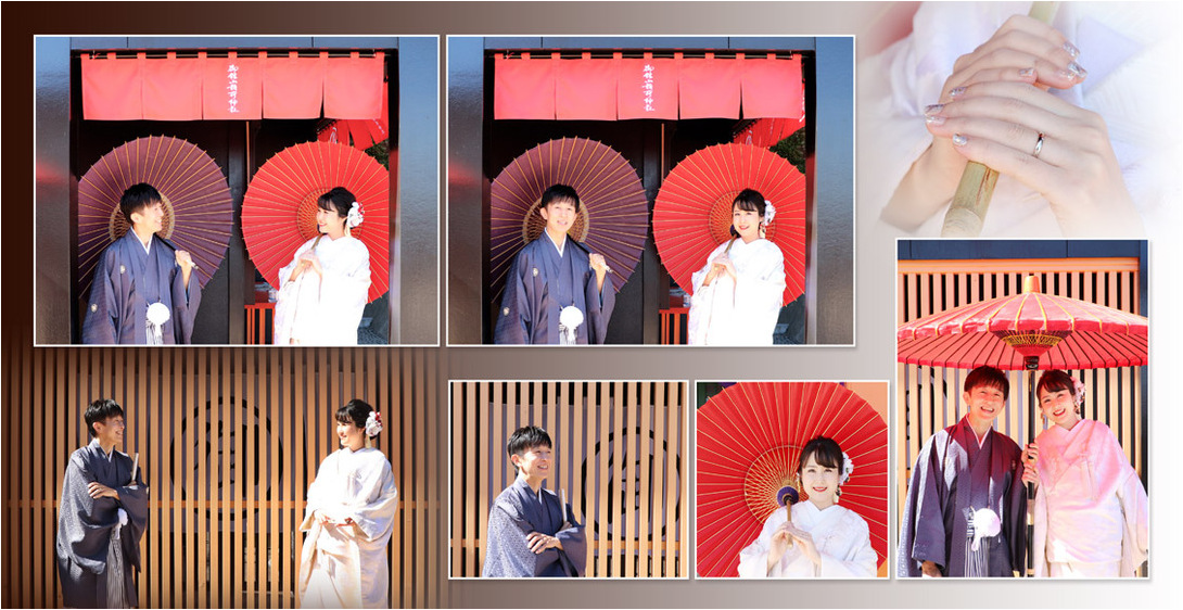 

和装は、御館山稲荷神社にて。4頁目：結婚式アルバム