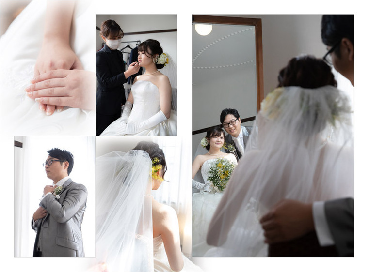 レトロでシック、木造と白いドレスの組み合わせがお好きだというお二人が選ばれたのは、名古屋市にあるレストラン　デュボネ。2頁目：結婚式アルバム