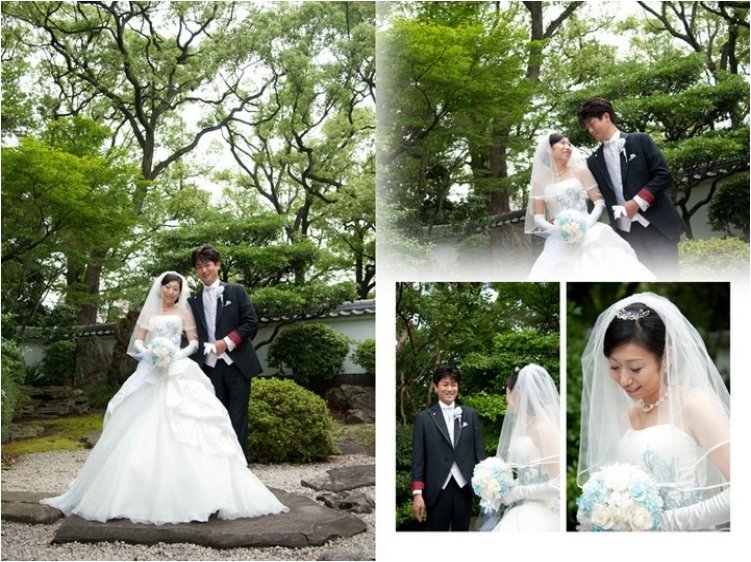 
日本庭園で開放感を楽しみながらの庭園挙式。3頁目：結婚式アルバム