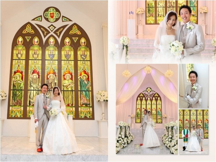 
ご親族との結婚式の様子、教会の外でのロケーション撮影のお写真を１６ページにギュッと収めました。3頁目：結婚式アルバム
