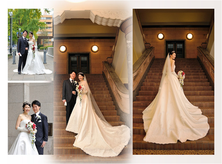 
異国情緒あふれる歴史ある空間での結婚式で、特に当時の面影そのままの大階段での挙式の様子はエキゾチックです。4頁目：結婚式アルバム
