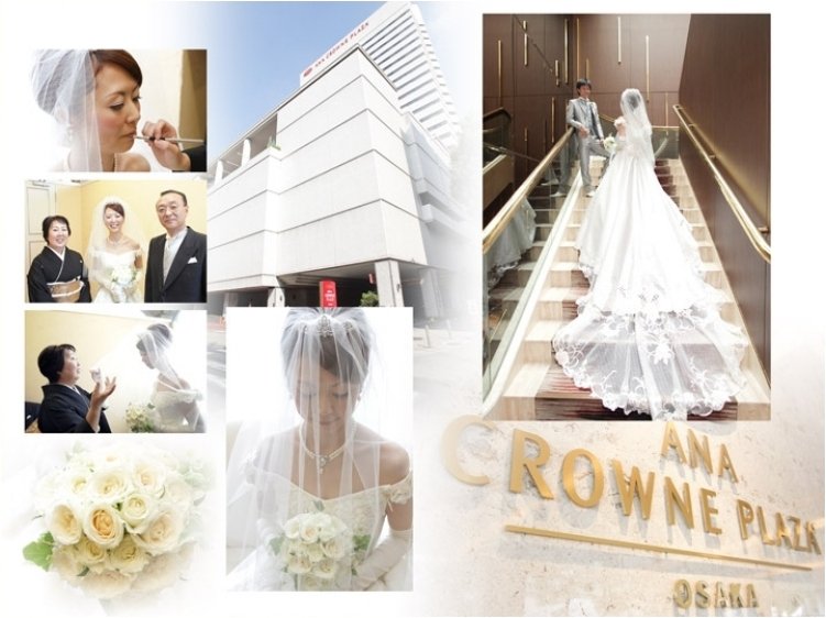場所はANAクラウンプラザホテル大阪です。2頁目：結婚式アルバム