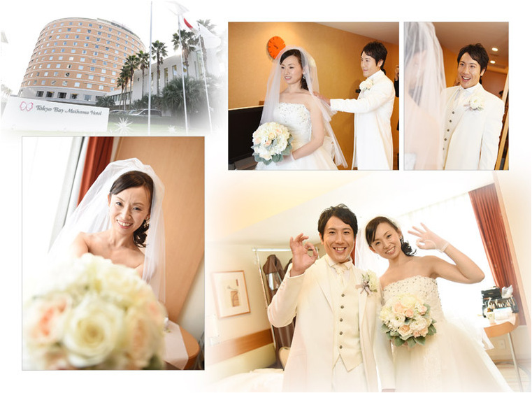 挙式は東京ベイ舞浜ホテル。2頁目：結婚式アルバム