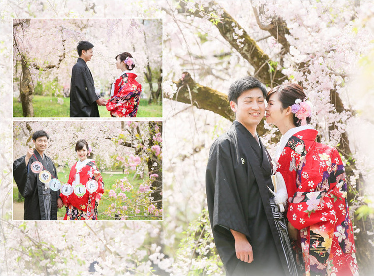 
桜にチューリップに新緑に…春ならではのロケーションを目一杯いかして撮影されました。2頁目：結婚式アルバム