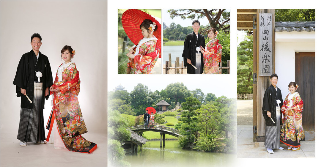 
緑あふれるガーデンでのお写真が爽やかな表紙のこちらは、岡山セント・ポールズパーク。2頁目：結婚式アルバム