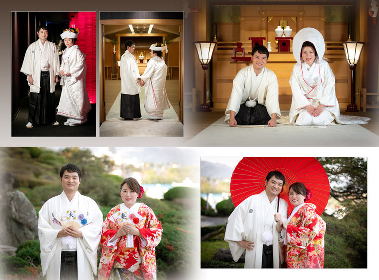 挙式は大分県別府市にあります杉乃井ホテル＆リゾート。2頁目：結婚式アルバム