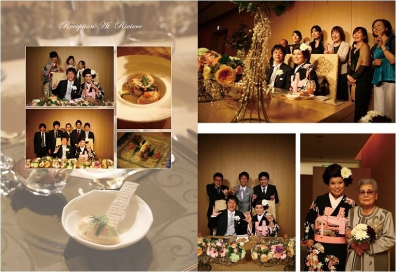 
披露宴も上品な食器やお料理、装花たちに目を奪われます。8頁目：結婚式アルバム
