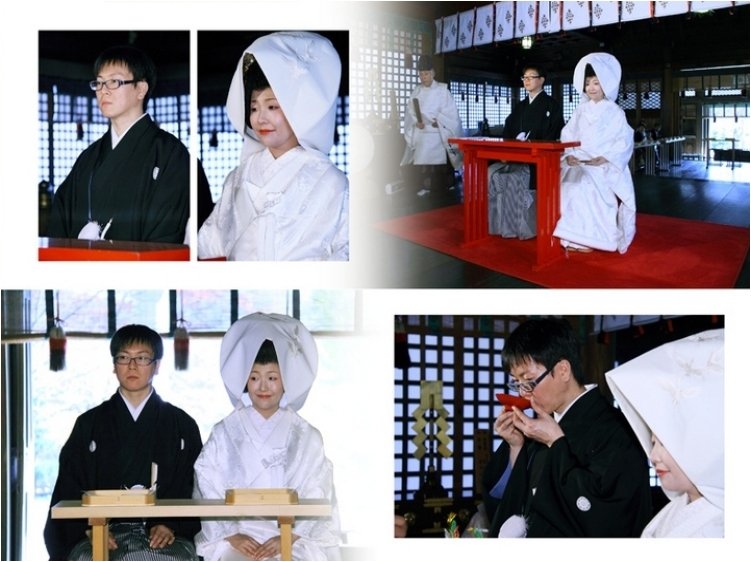 挙式は室蘭八幡神社。2頁目：結婚式アルバム