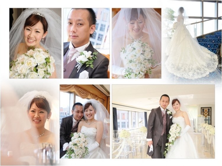 
式場は都心からほど近い天王州にある第一ホテル東京シーフォート。2頁目：結婚式アルバム