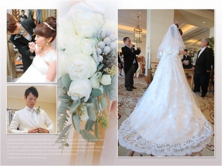
挙式会場は愛知県のホテルグランドティアラ安城。2頁目：結婚式アルバム