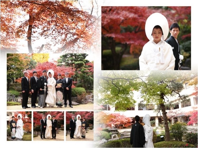 
神前式は京都にある吉田神社にて。4頁目：結婚式アルバム