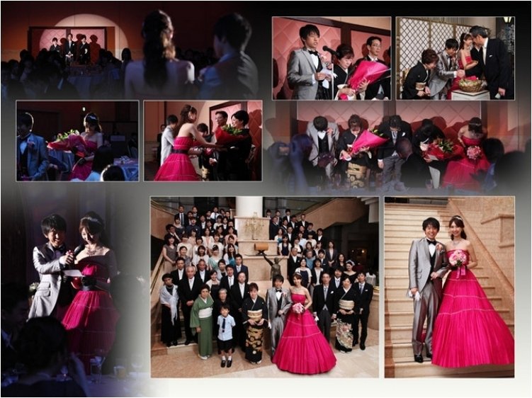
新婦はお色直しでパッションピンクのドレスに。8頁目：結婚式アルバム