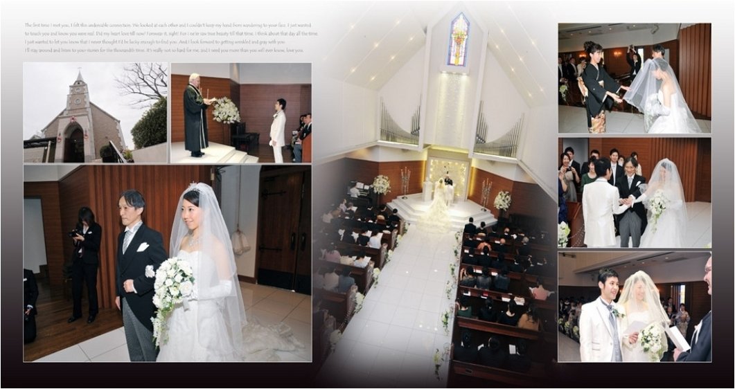 
たくさんの写真を入れることができるのも、ラージならではです。4頁目：結婚式アルバム