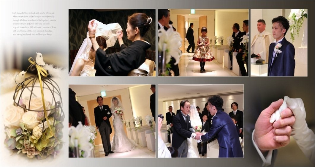  
式場はホテル横浜ガーデン。3頁目：結婚式アルバム