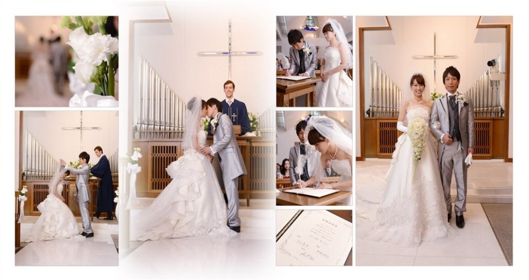 
前撮りの和装のページは４ページ。6頁目：結婚式アルバム