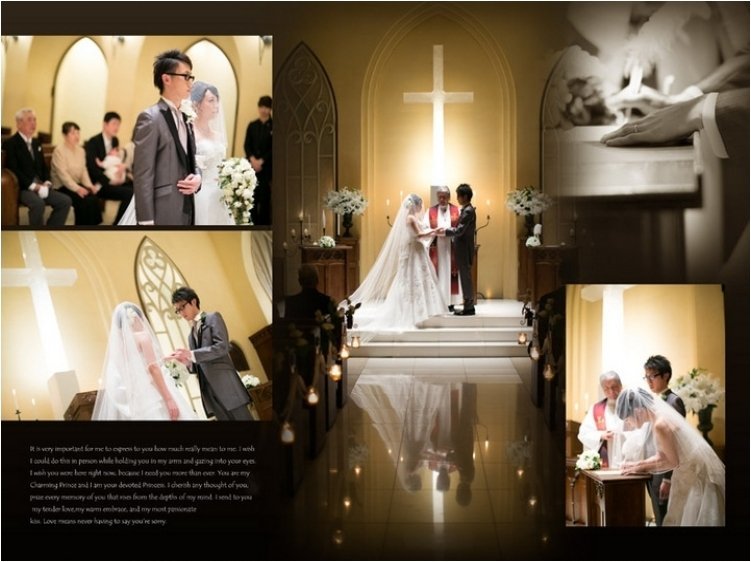ポージングや構図など計算され尽くした写真がとれます。4頁目：結婚式アルバム