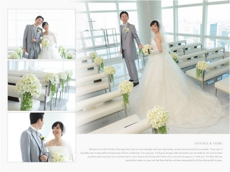 
２次会の写真をシャッフルページで使用し、ゲスト全員が見ることができます。4頁目：結婚式アルバム