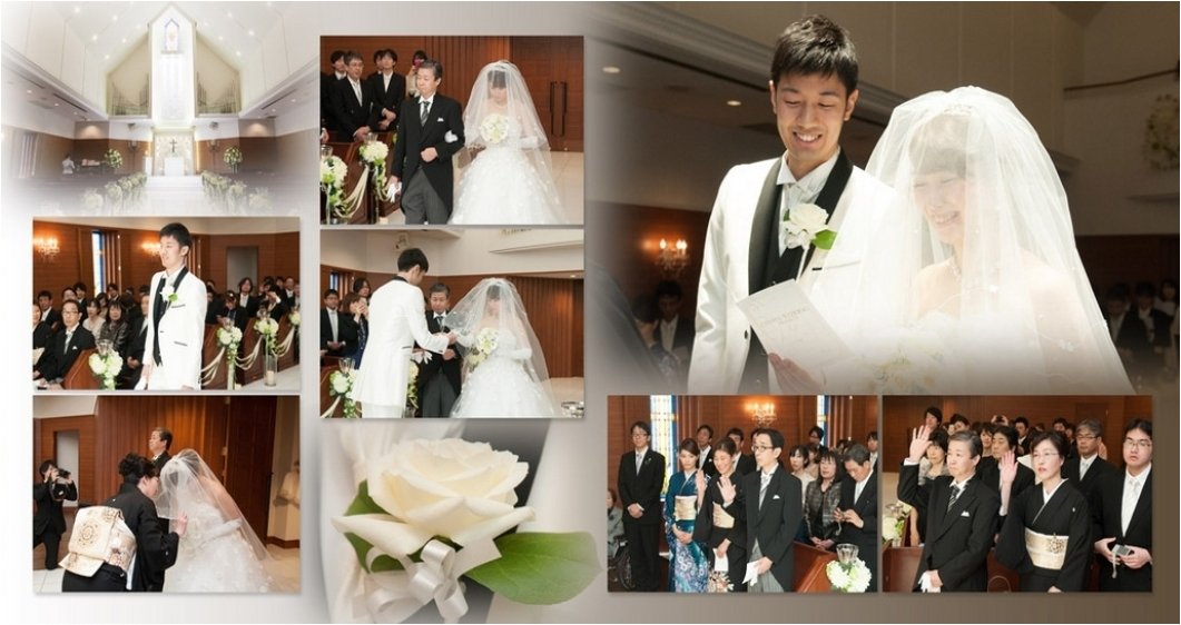 
挙式披露宴はホテルベルクラシック東京です。3頁目：結婚式アルバム