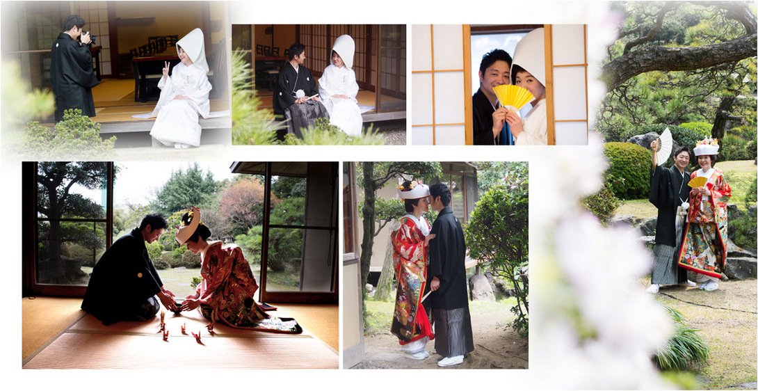 
特筆すべきは珍しい日本庭園での神前式。3頁目：結婚式アルバム