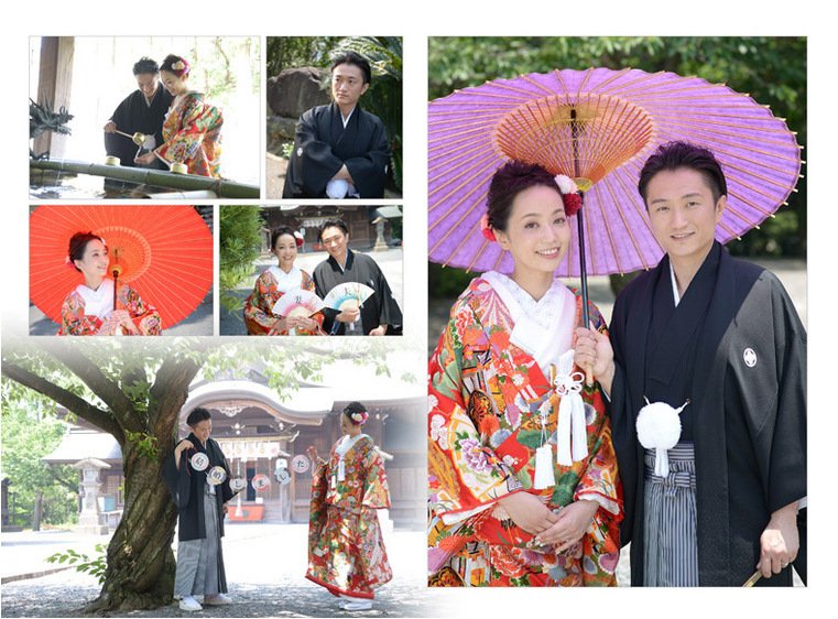 
式場は福岡県北九州市の鞘ヶ谷ガーデン アグラスです。2頁目：結婚式アルバム